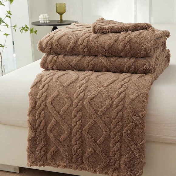 Coffee Brown Cozy Soft Lightweight  Fleece Throw Blanket - Picture 6 of 7